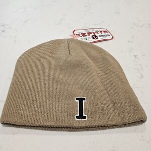Zephyr Khaki Beanie with Bold Letter I